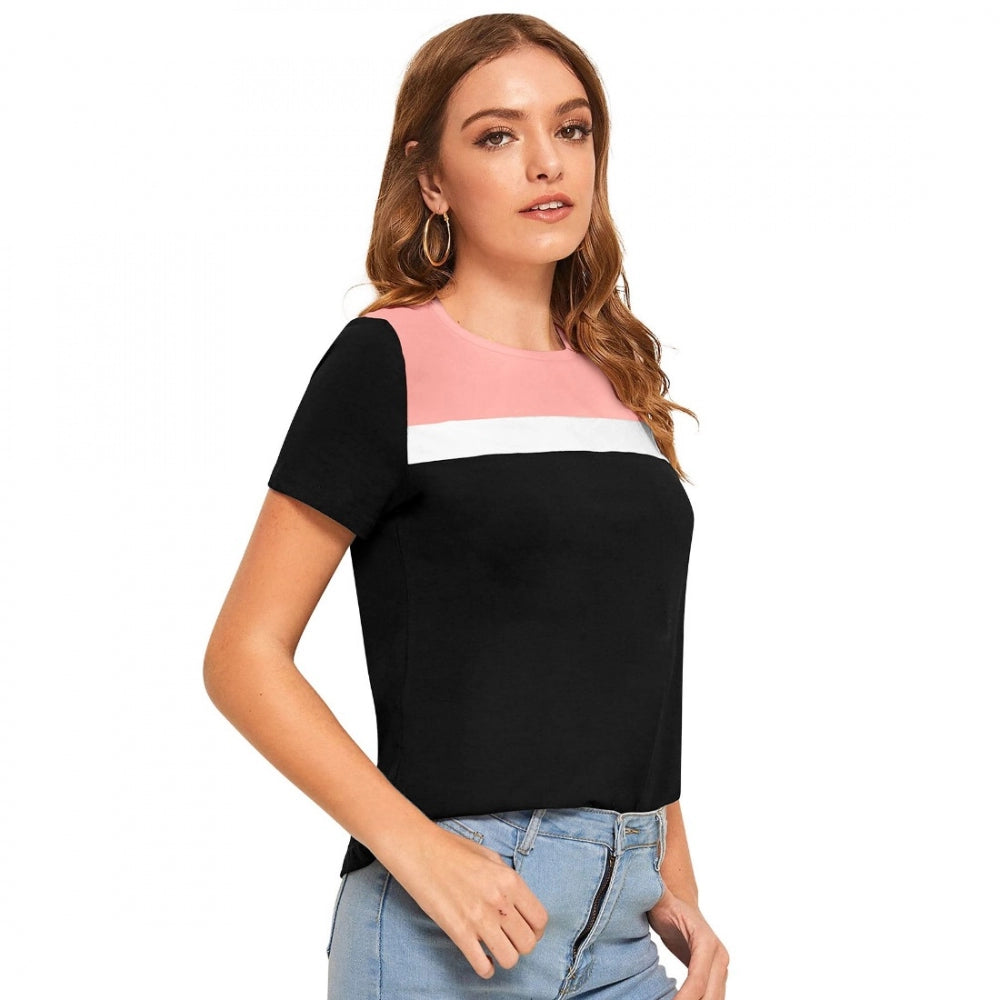Indoraa Women's Polyester, Knitting Western Wear T-Shirt (Peach)