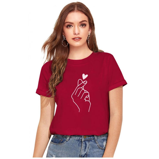 Indoraa Women's Cotton Western Wear T-Shirt (Maroon)