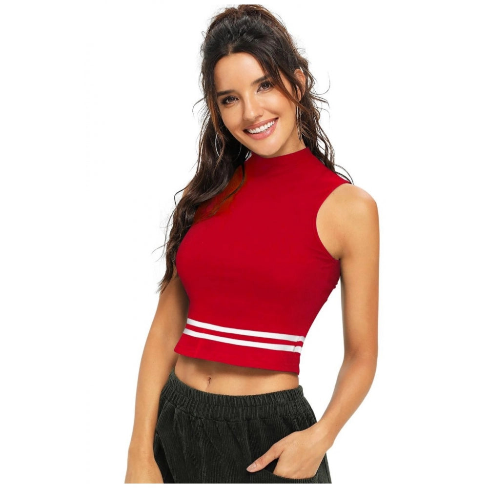 Indoraa Women's Polyester, Knitting Western Wear Tops (Red)