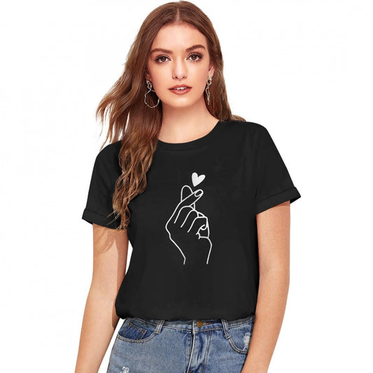 Indoraa Women's Cotton Western Wear T-Shirt (Black)