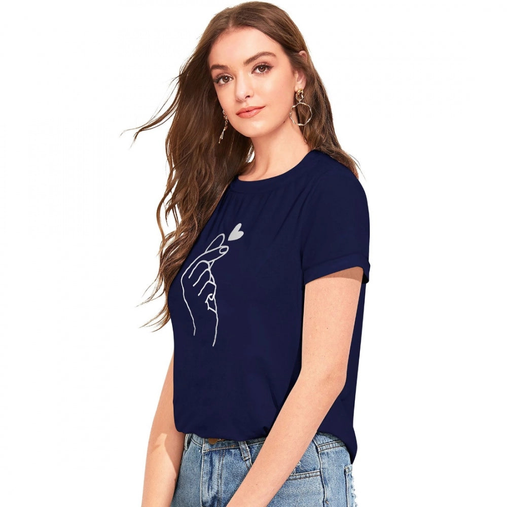 Indoraa Women's Cotton Western Wear T-Shirt (Blue)