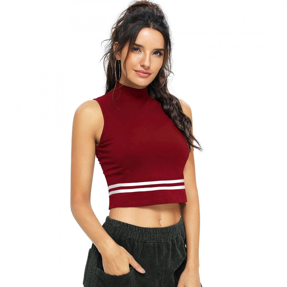 Indoraa Women's Polyester, Knitting Western Wear Tops (Maroon)