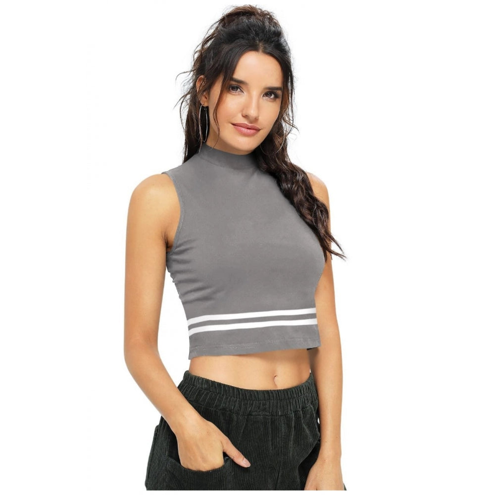 Indoraa Women's Polyester, Knitting Western Wear Tops (Grey)