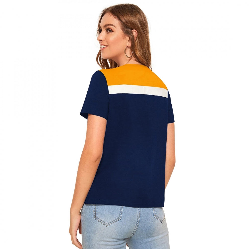 Indoraa Women's Polyester, Knitting Western Wear T-Shirt (Yellow)