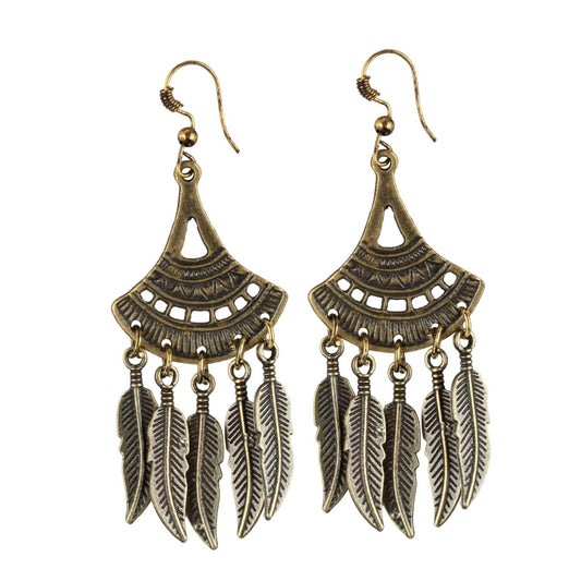 indoraa Women's Gold Plated Leaf Design Earring (Color: Gold)