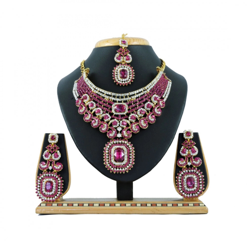 indoraa Women's Alloy Necklace set (Pink)