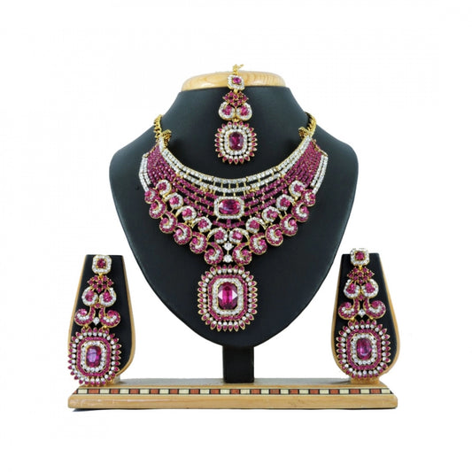 indoraa Women's Alloy Necklace set (Pink)