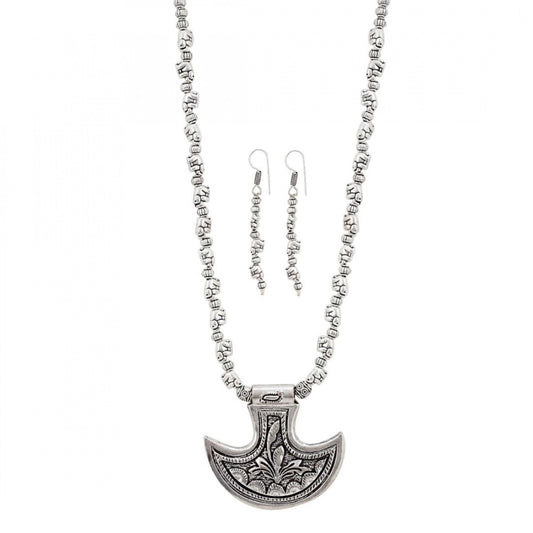 indoraa Silver Oxidised Contemporary German Silver Necklace Set For Women
