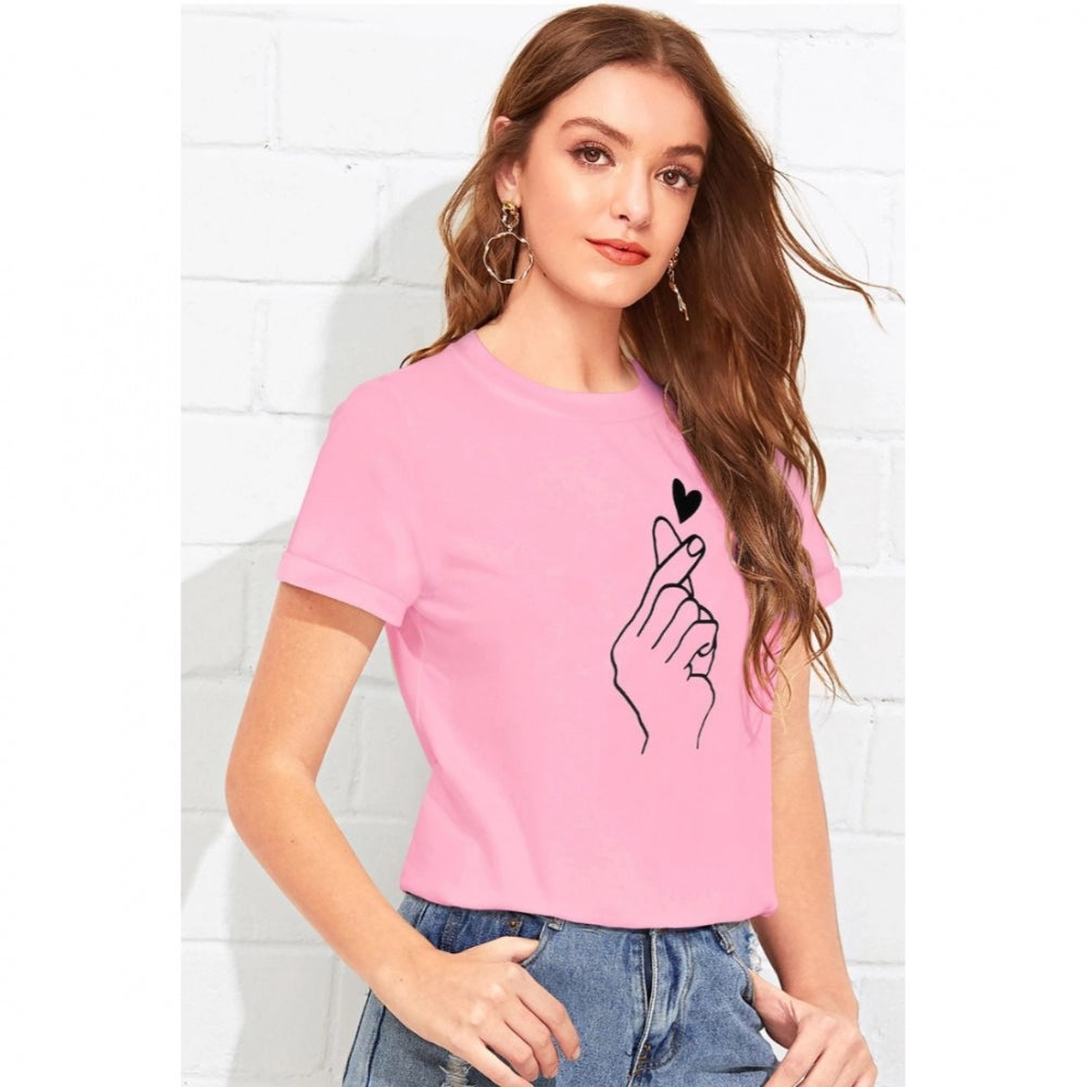 Indoraa Women's Cotton Western Wear T Shirt (Pink)