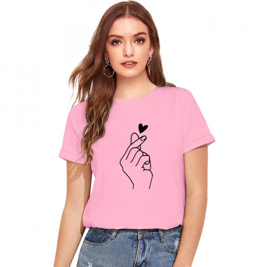 Indoraa Women's Cotton Western Wear T Shirt (Pink)