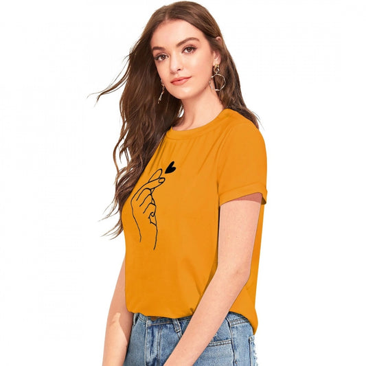 Indoraa Women's Cotton Western Wear T Shirt (Yellow)