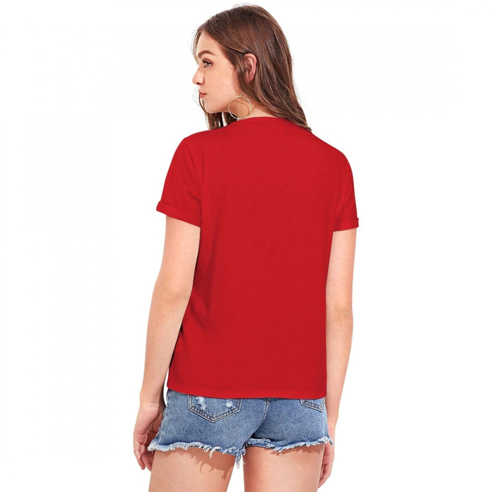 Indoraa Women's Cotton Western Wear T Shirt (Red)