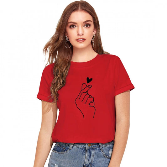Indoraa Women's Cotton Western Wear T Shirt (Red)