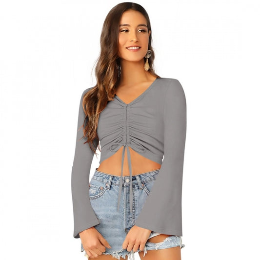 Indoraa Women's 95% Polyester 5% Spandex Western Wear Tops (Grey)