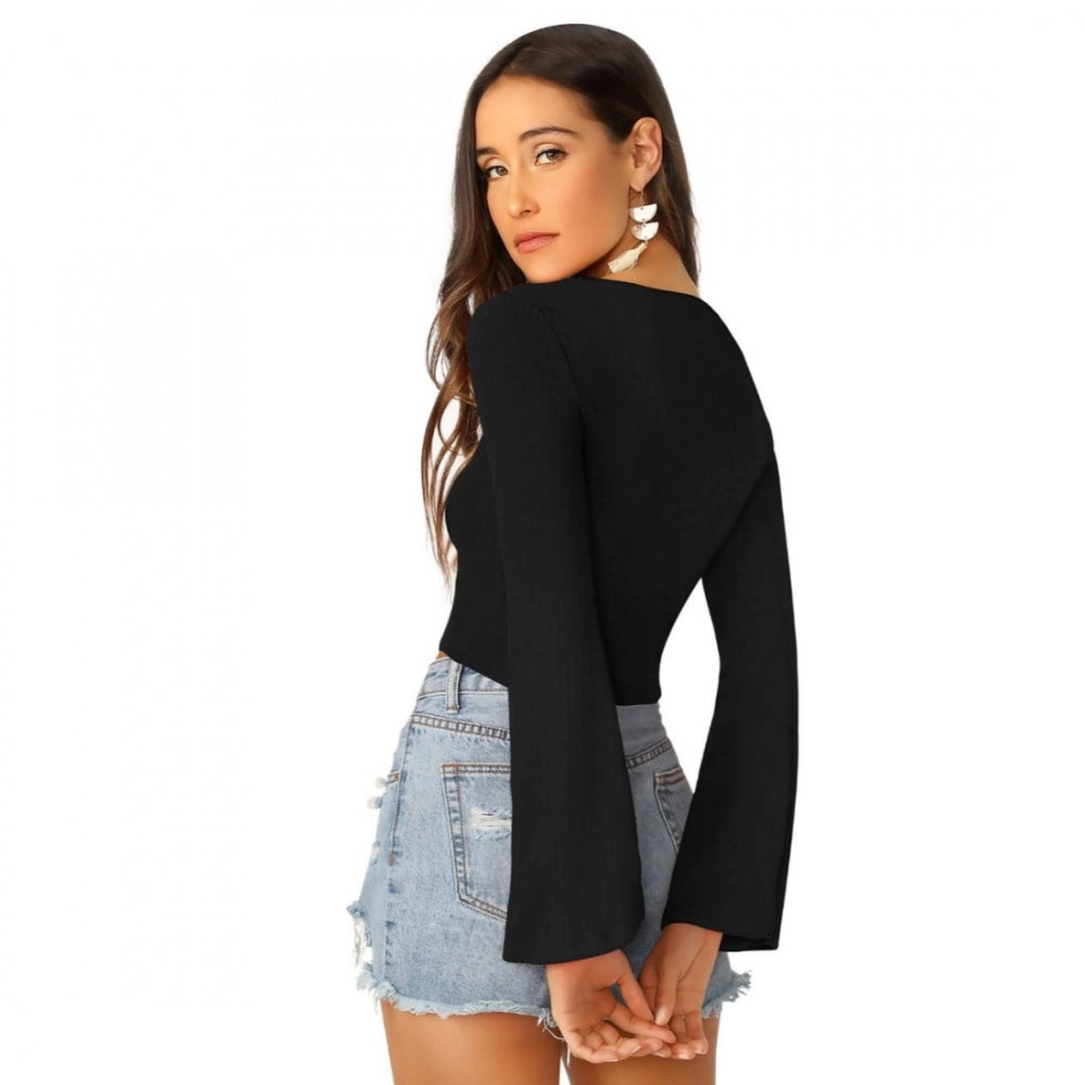 Indoraa Women's 95% Polyester 5% Spandex Western Wear Tops (Black)