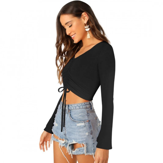 Indoraa Women's 95% Polyester 5% Spandex Western Wear Tops (Black)
