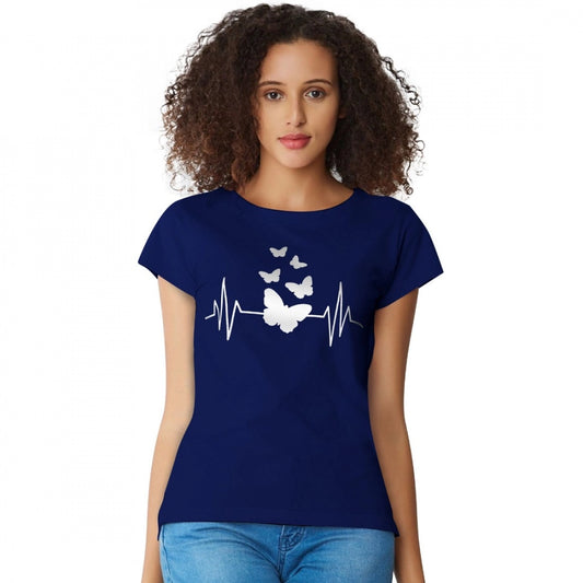 Indoraa Women's Cotton Western Wear T Shirt (Blue)