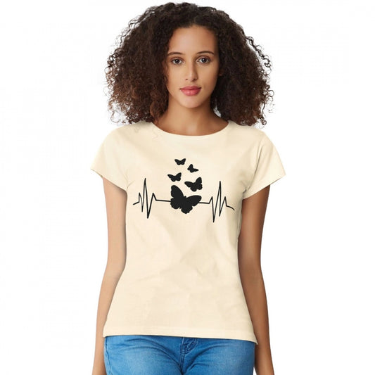 Indoraa Women's Cotton Western Wear T Shirt (Cream)