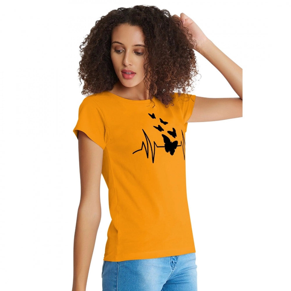 Indoraa Women's Cotton Western Wear T Shirt (Yellow)