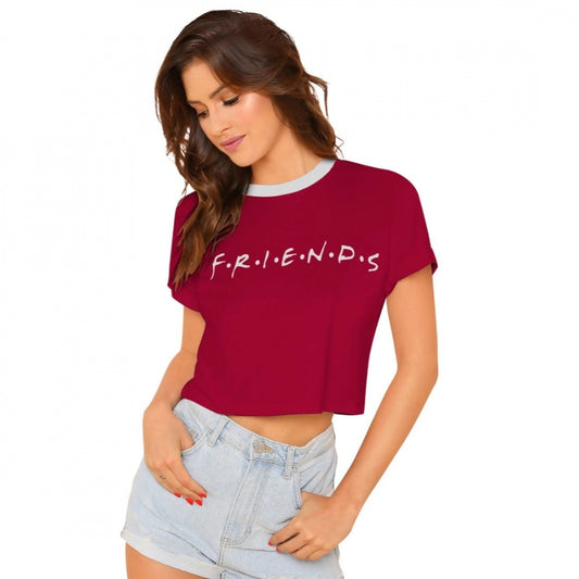 Indoraa Women's Cotton Western Wear T Shirt (Maroon)