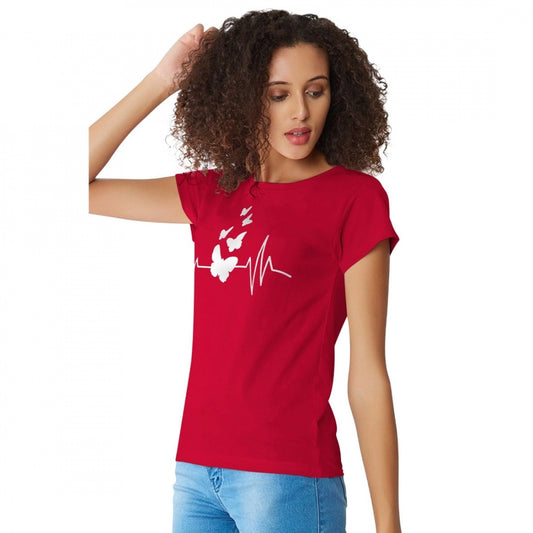 Indoraa Women's Cotton Western Wear T Shirt (Red)