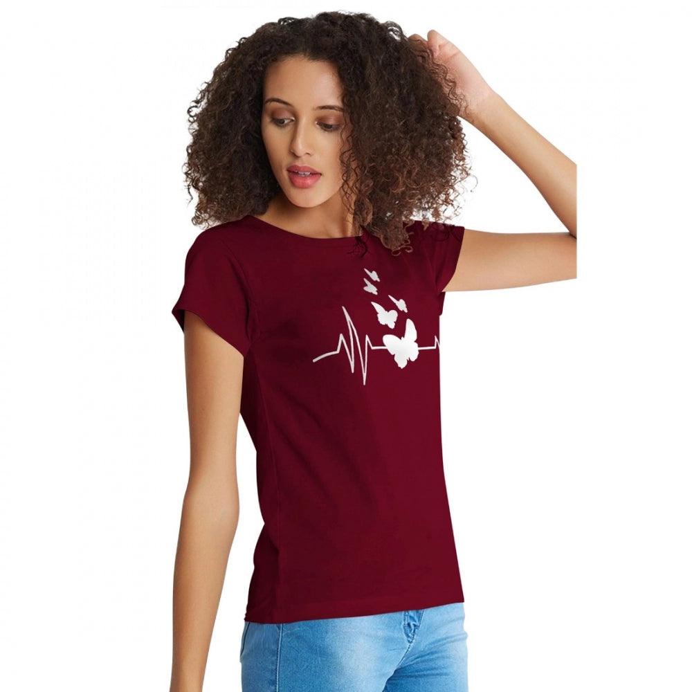 Indoraa Women's Cotton Western Wear T Shirt (Maroon)
