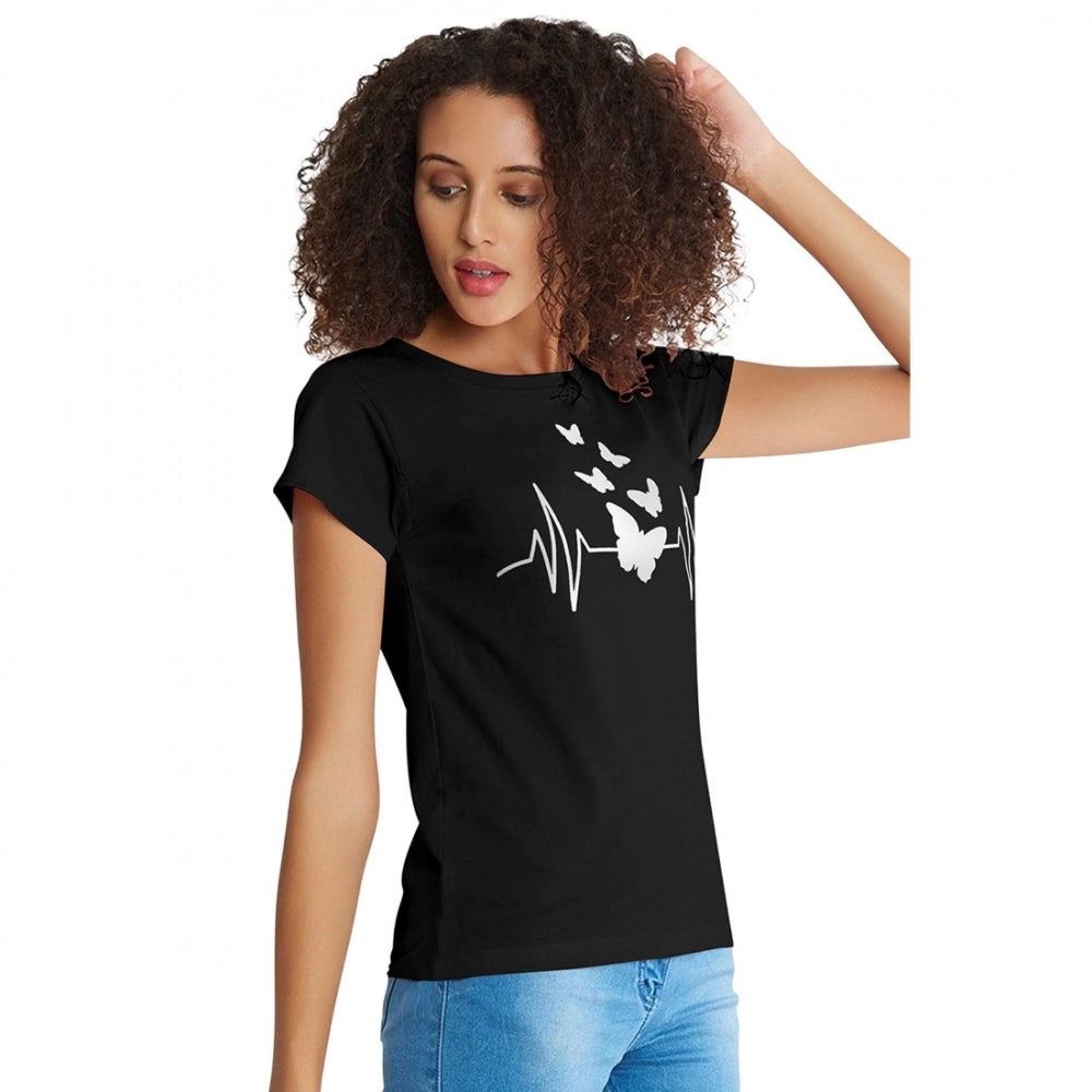 Indoraa Women's Cotton Western Wear T Shirt (Black)
