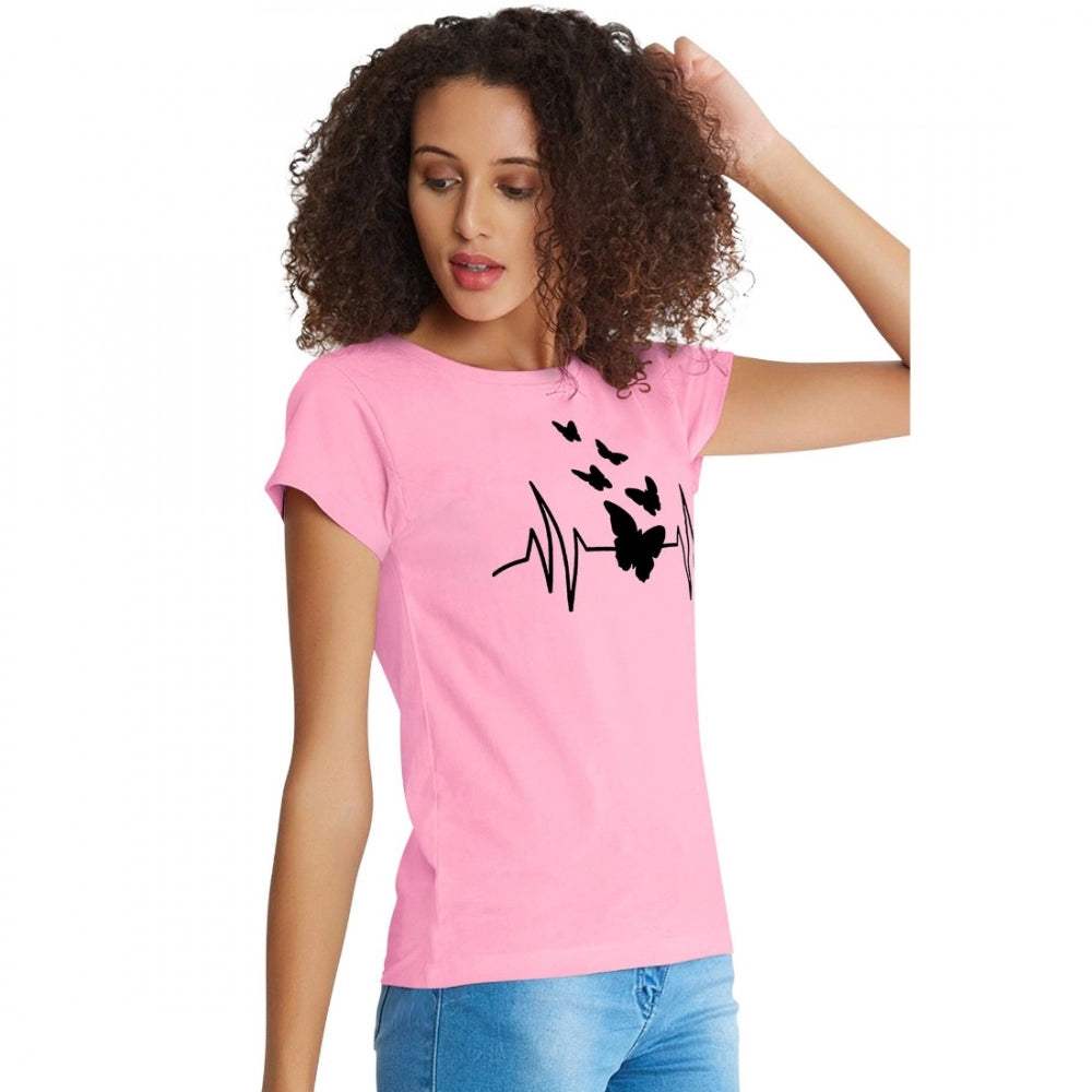 Indoraa Women's Cotton Western Wear T Shirt (Pink)