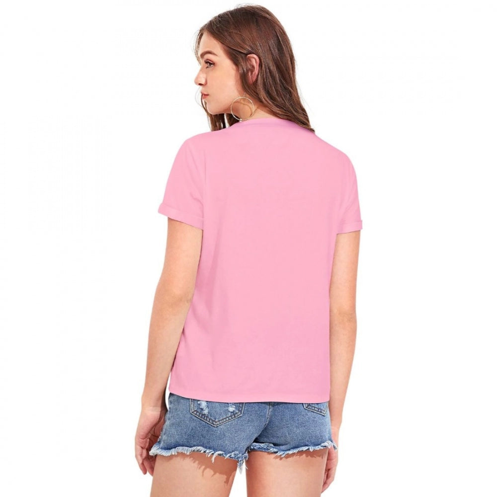 Indoraa Women's Cotton Western Wear T Shirt (Pink)