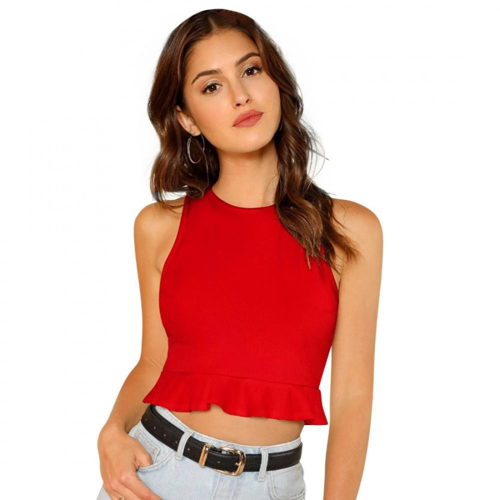 Indoraa Women's 95% Polyester 5% Spandex Western Wear Tops (Red)