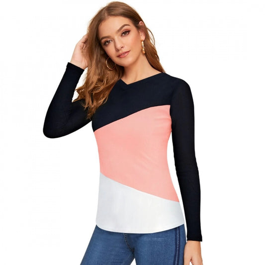 Indoraa Women's 95% Polyester 5% Spandex Western Wear T Shirt (Peach)