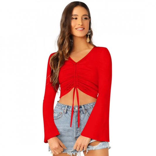 Indoraa Women's 95% Polyester 5% Spandex Western Wear Tops (Red)