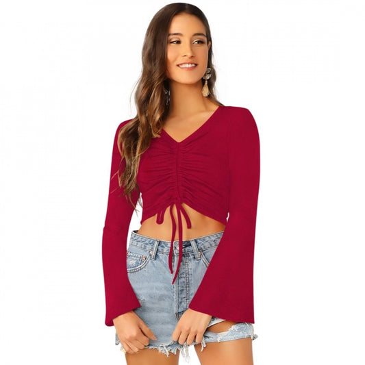 Indoraa Women's 95% Polyester 5% Spandex Western Wear Tops (Maroon)