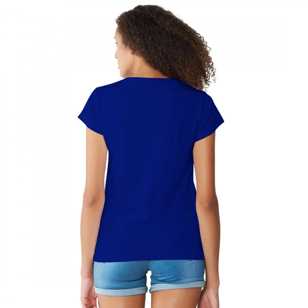 Indoraa Women's Cotton Western Wear T Shirt (Royal Blue)