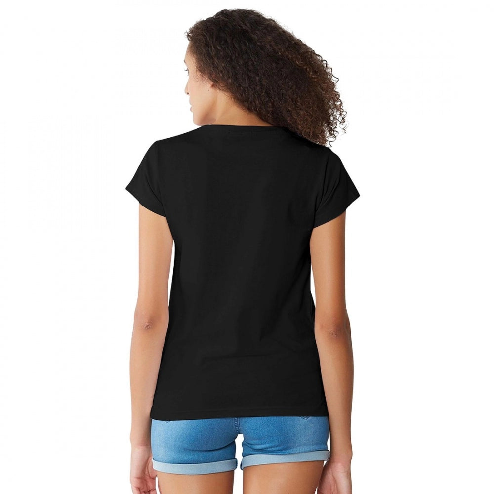 Indoraa Women's Cotton Western Wear T Shirt (Black)