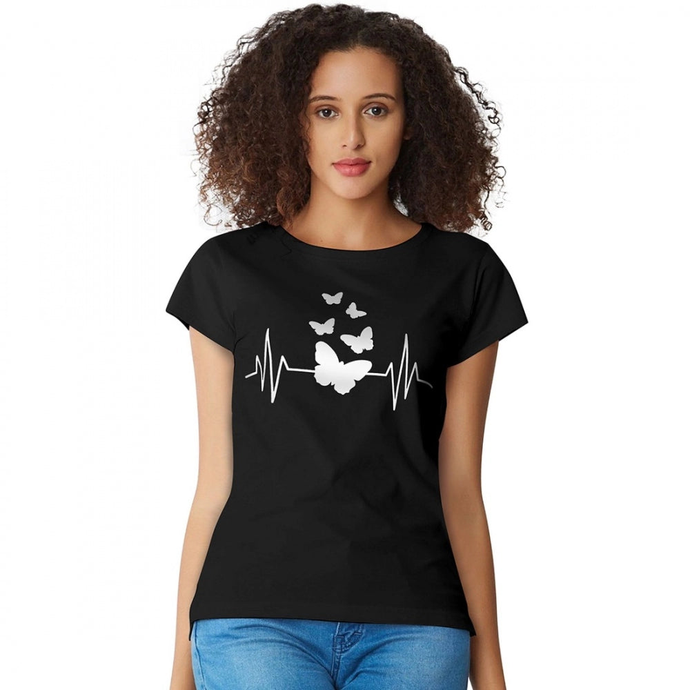 Indoraa Women's Cotton Western Wear T Shirt (Black)
