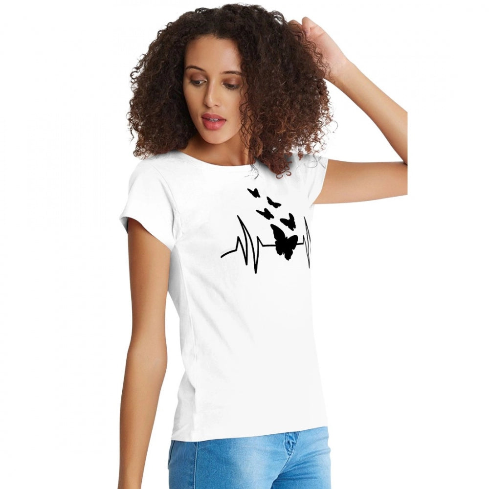 Indoraa Women's Cotton Western Wear T Shirt (White)