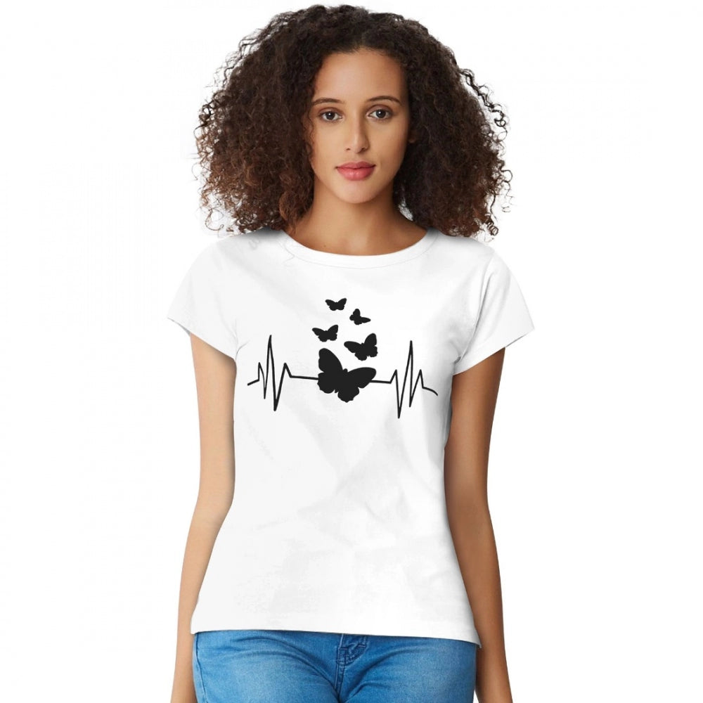 Indoraa Women's Cotton Western Wear T Shirt (White)