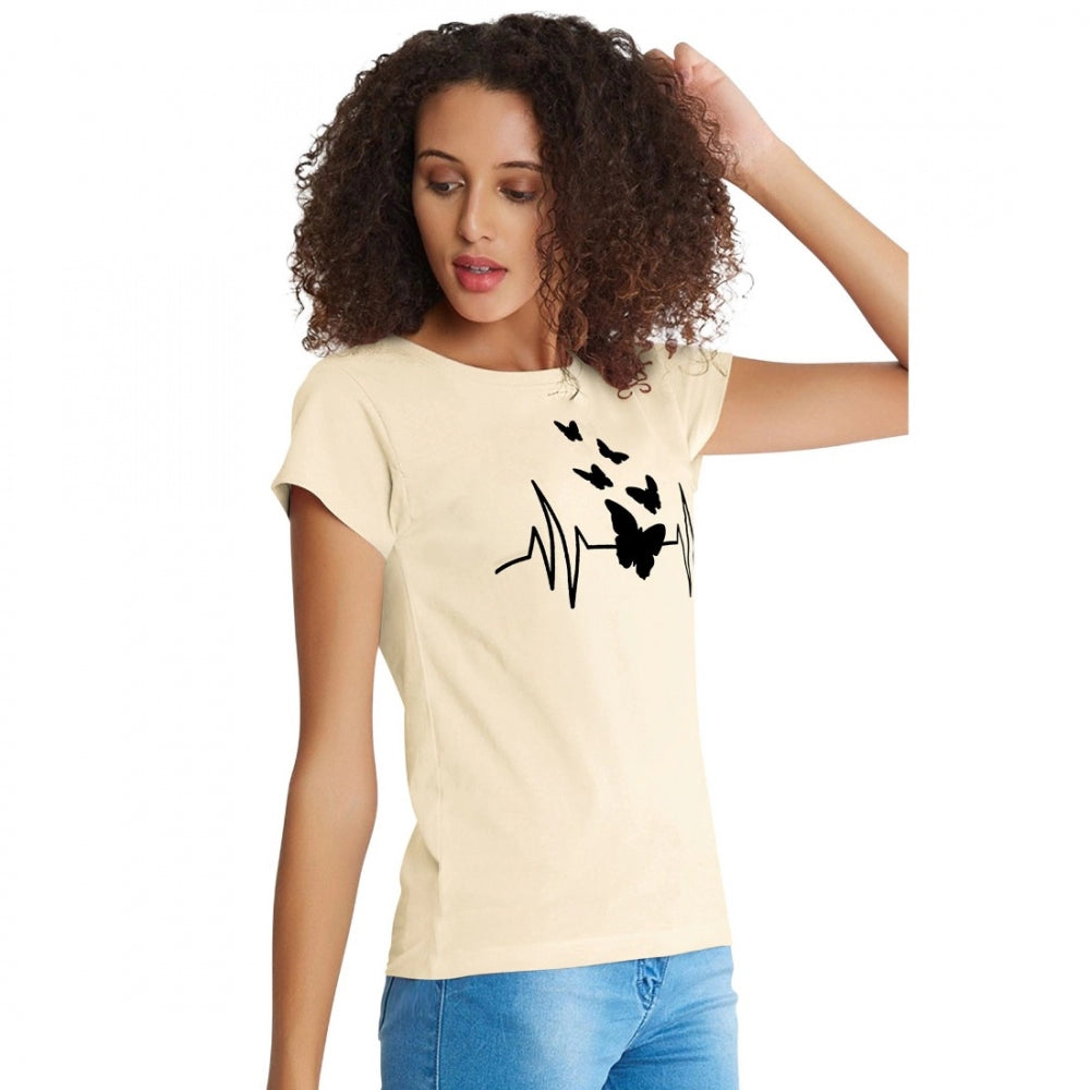 Indoraa Women's Cotton Western Wear T Shirt (Cream)