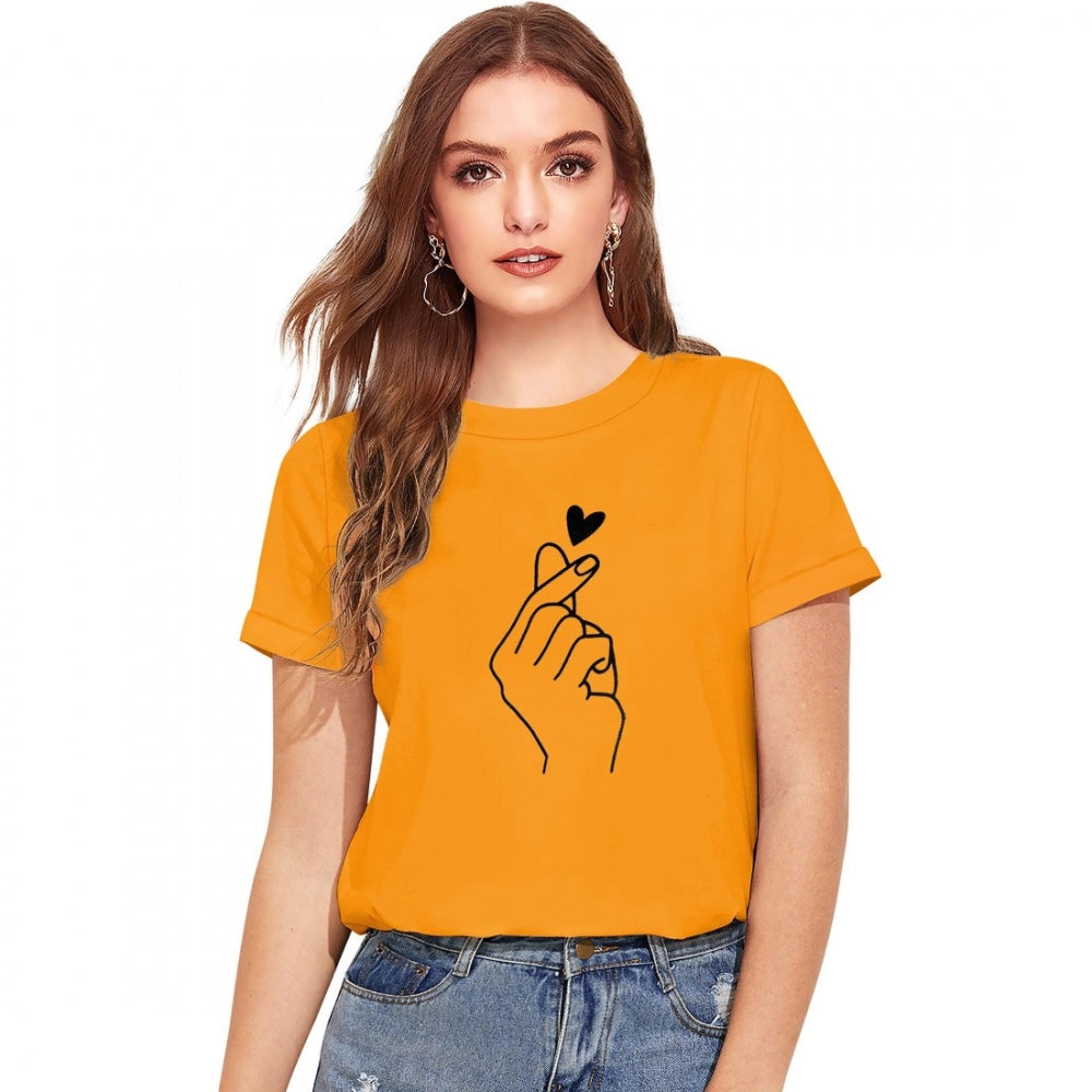 Indoraa Women's Cotton Western Wear T Shirt (Yellow)