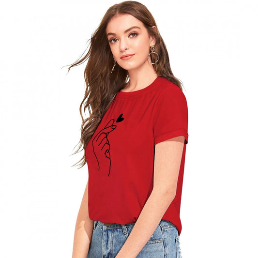 Indoraa Women's Cotton Western Wear T Shirt (Red)