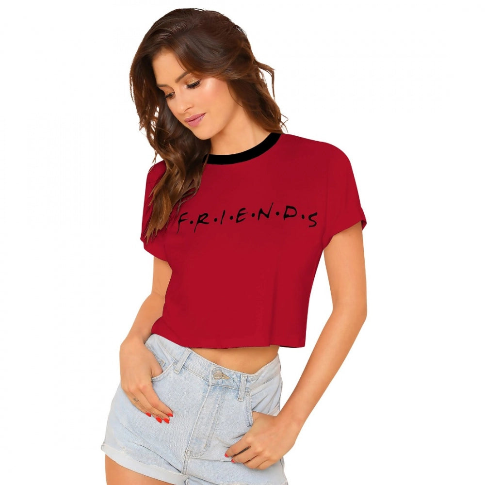 Indoraa Women's Cotton Western Wear T Shirt (Red)