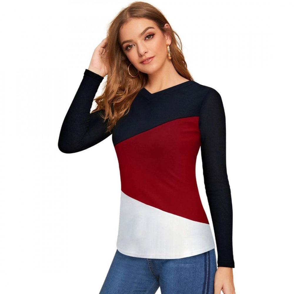Indoraa Women's 95% Polyester 5% Spandex Western Wear T Shirt (Maroon)
