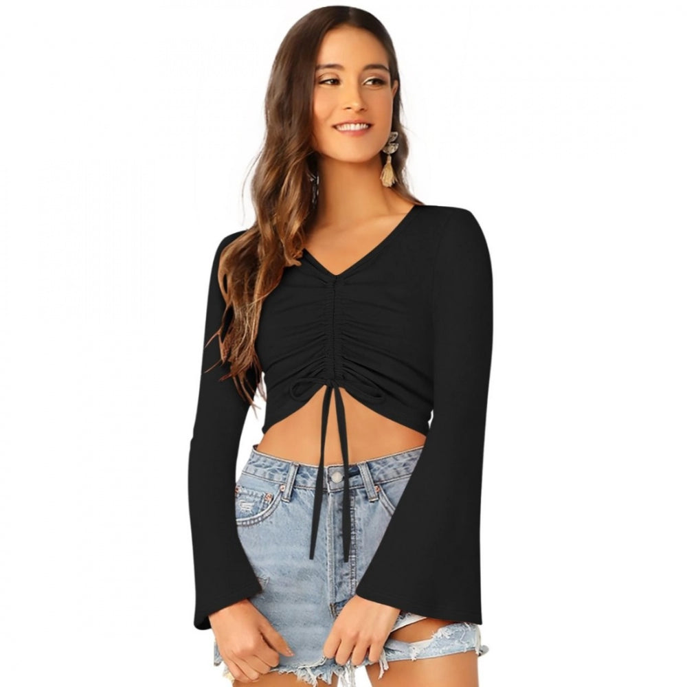 Indoraa Women's 95% Polyester 5% Spandex Western Wear Tops (Black)
