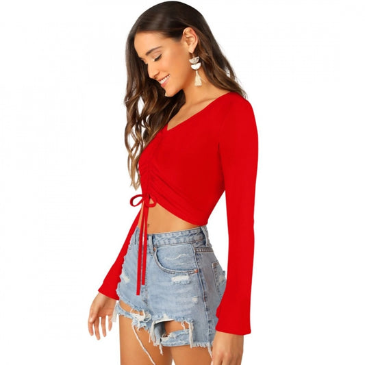 Indoraa Women's 95% Polyester 5% Spandex Western Wear Tops (Red)