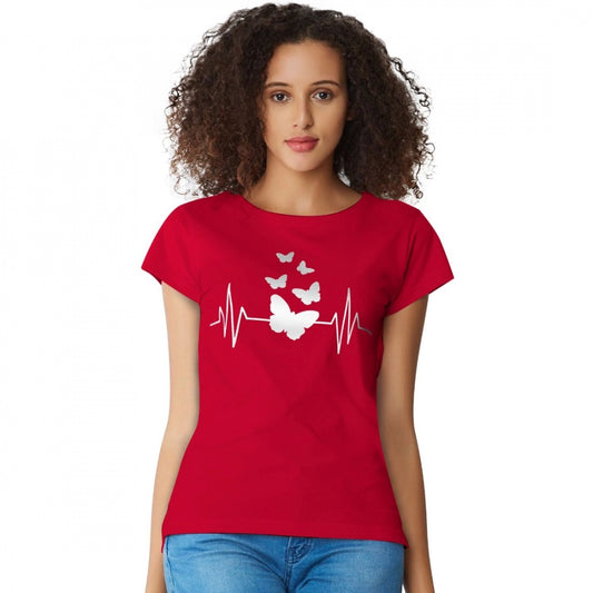 Indoraa Women's Cotton Western Wear T Shirt (Red)