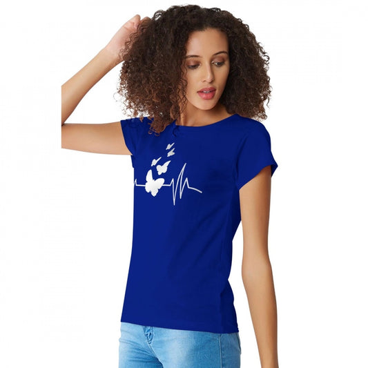 Indoraa Women's Cotton Western Wear T Shirt (Royal Blue)