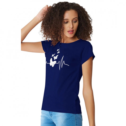 Indoraa Women's Cotton Western Wear T Shirt (Blue)