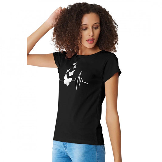 Indoraa Women's Cotton Western Wear T Shirt (Black)
