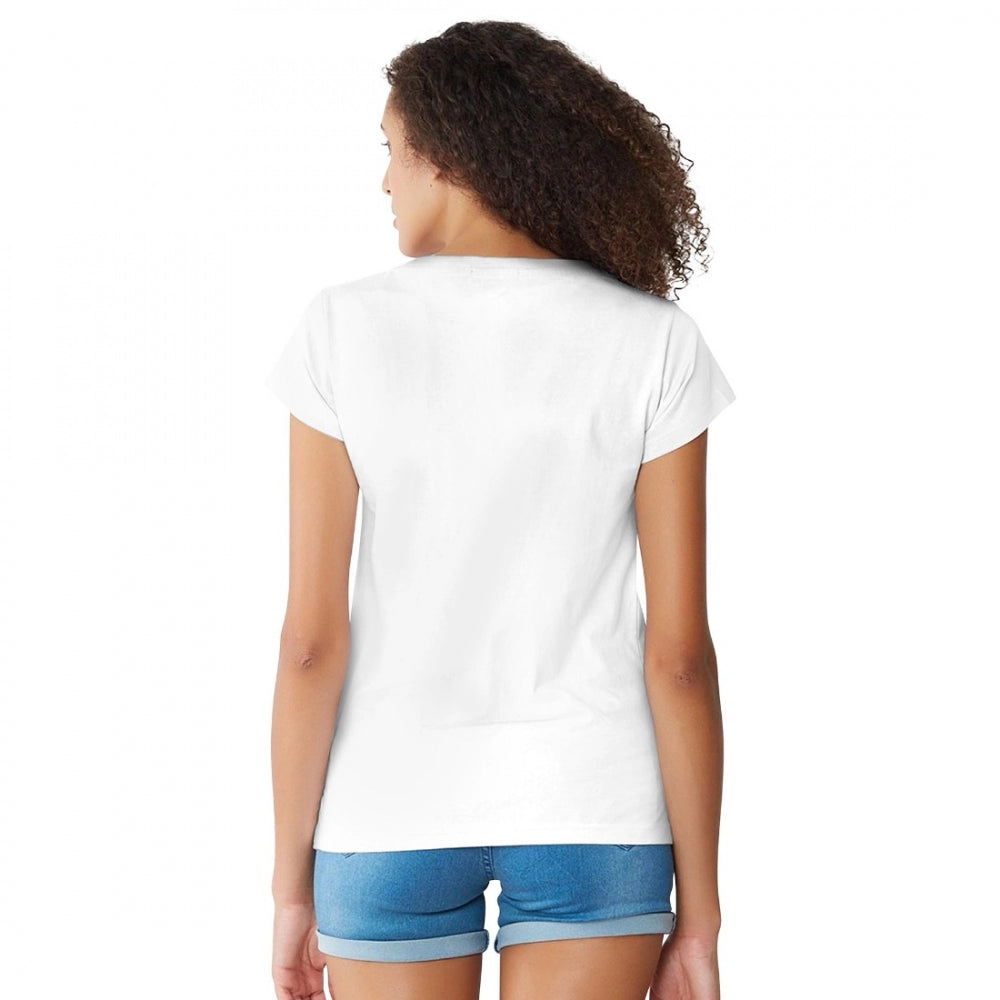 Indoraa Women's Cotton Western Wear T Shirt (White)
